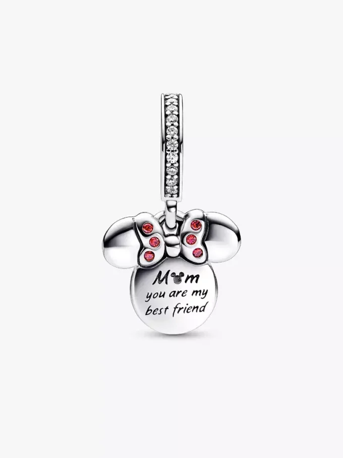 Disney Minnie-Maus-Silhouette „Mom“ Dangle Charm aus Sterlingsilber, 14-karätig rosévergoldet Disney Minnie-Maus-Silhouette „Mom“ Dangle Charm aus Sterlingsilber, 14-karätig rosévergoldet