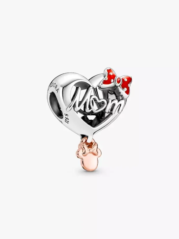 Disney Minnie Mouse „Mom Heart“-Charm aus Sterlingsilber, 14 Karat Roségold-Beschichtung Disney Minnie Mouse „Mom Heart“-Charm aus Sterlingsilber, 14 Karat Roségold-Beschichtung
