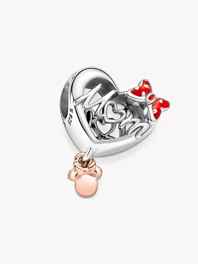 Disney Minnie Mouse „Mom Heart“-Charm aus Sterlingsilber, 14 Karat Roségold-Beschichtung Disney Minnie Mouse „Mom Heart“-Charm aus Sterlingsilber, 14 Karat Roségold-Beschichtung