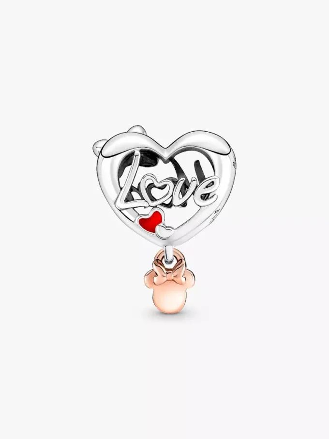 Disney Minnie Mouse „Mom Heart“-Charm aus Sterlingsilber, 14 Karat Roségold-Beschichtung Disney Minnie Mouse „Mom Heart“-Charm aus Sterlingsilber, 14 Karat Roségold-Beschichtung