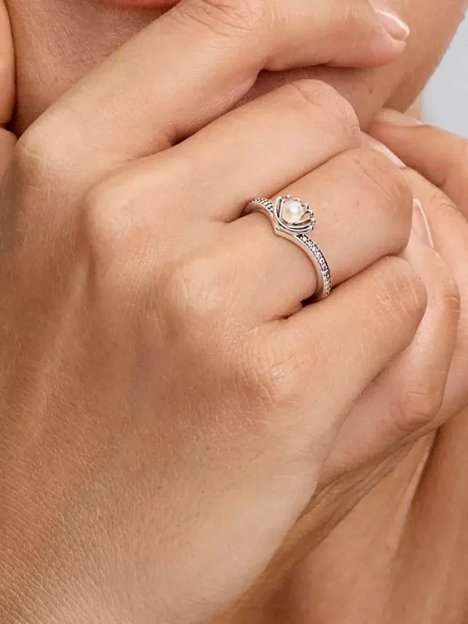 Disney-Prinzessin Arielle Muschel-Ring mit behandelter Süßwasserzuchtperle aus Sterlingsilber