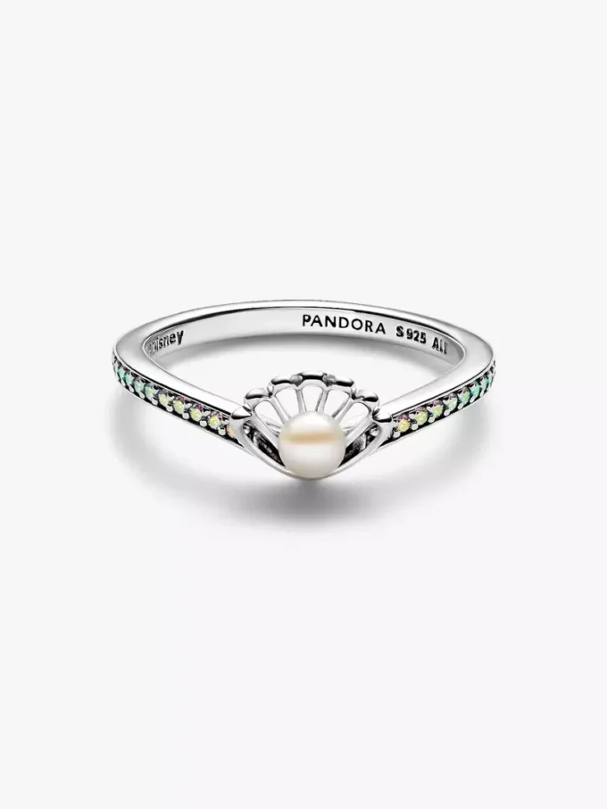 Disney-Prinzessin Arielle Muschel-Ring mit behandelter Süßwasserzuchtperle aus Sterlingsilber