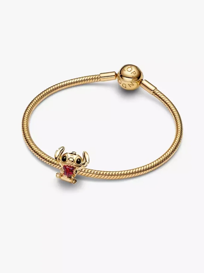 Disney Stitch Herz-Charm, 14 Karat vergoldet Disney Stitch Herz-Charm, 14 Karat vergoldet