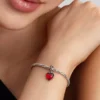 Doppel-Dangle-Charm aus rotem Murano Glass und Sterlingsilber