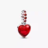 Doppel-Dangle-Charm aus rotem Murano Glass und Sterlingsilber