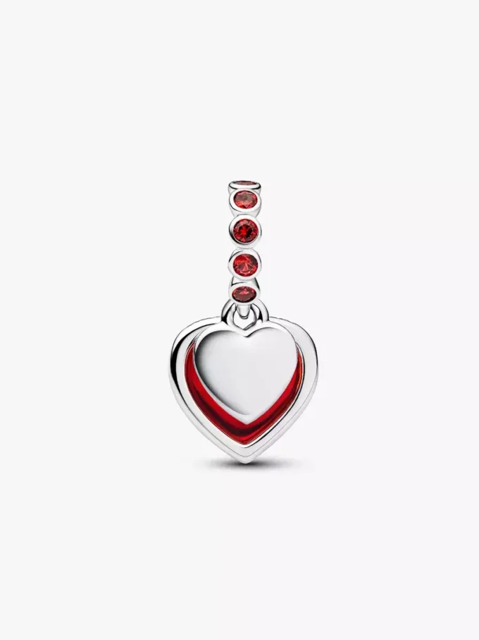 Doppel-Dangle-Charm aus rotem Murano Glass und Sterlingsilber