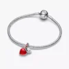 Doppel-Dangle-Charm aus rotem Murano Glass und Sterlingsilber