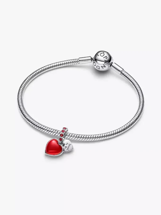 Doppel-Dangle-Charm aus rotem Murano Glass und Sterlingsilber