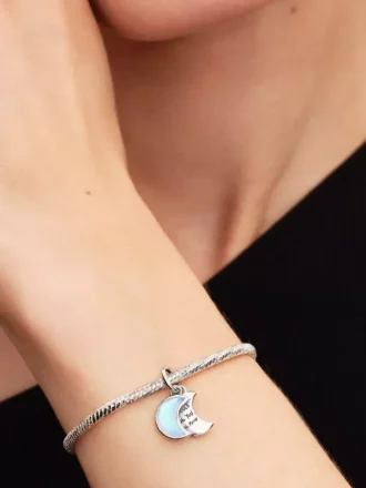 Doppel-Dangle-Charm „Halbmond“ aus Sterlingsilber