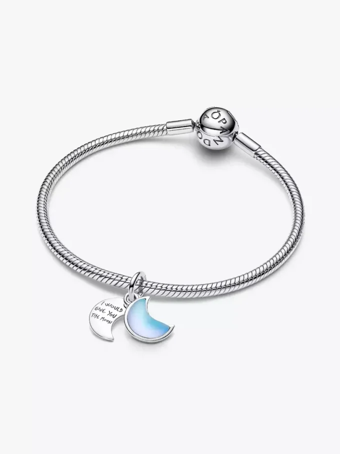 Doppel-Dangle-Charm „Halbmond“ aus Sterlingsilber Doppel-Dangle-Charm „Halbmond“ aus Sterlingsilber