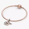 Doppel-Dangle Charm „Herz-Vorhängeschloss“ aus Sterlingsilber, 14 Karat Roségold-Beschichtung Doppel-Dangle Charm „Herz-Vorhängeschloss“ aus Sterlingsilber, 14 Karat Roségold-Beschichtung