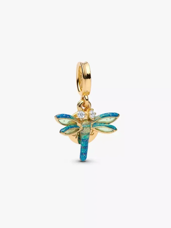 Doppel-Dangle Charm „Libelle“, 14-karätig vergoldet Doppel-Dangle Charm „Libelle“, 14-karätig vergoldet