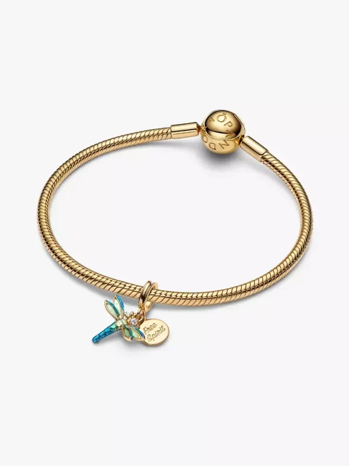 Doppel-Dangle Charm „Libelle“, 14-karätig vergoldet Doppel-Dangle Charm „Libelle“, 14-karätig vergoldet