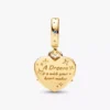 Doppel-Dangle Charm mit Cinderellas Kutsche und Herz, 14 Karat vergoldet Doppel-Dangle Charm mit Cinderellas Kutsche und Herz, 14 Karat vergoldet