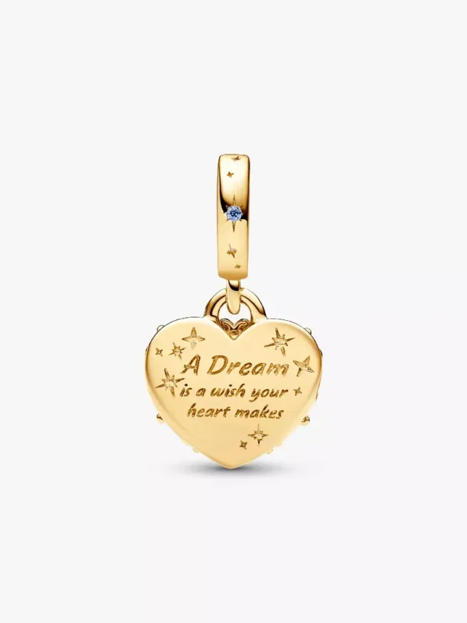 Doppel-Dangle Charm mit Cinderellas Kutsche und Herz, 14 Karat vergoldet Doppel-Dangle Charm mit Cinderellas Kutsche und Herz, 14 Karat vergoldet