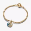 Doppel-Dangle Charm mit Cinderellas Kutsche und Herz, 14 Karat vergoldet Doppel-Dangle Charm mit Cinderellas Kutsche und Herz, 14 Karat vergoldet