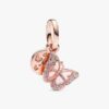 Doppel-Dangle Charm „Pink Butterfly & Quote“ – 14 Karat Roségold-Beschichtung Doppel-Dangle Charm „Pink Butterfly & Quote“ – 14 Karat Roségold-Beschichtung