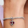 Doppel-Dangle Charm „Rotes Herz & Schlüsselloch“ – Sterlingsilber Doppel-Dangle Charm „Rotes Herz & Schlüsselloch“ – Sterlingsilber