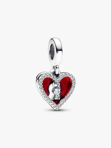 Doppel-Dangle Charm „Rotes Herz & Schlüsselloch“ – Sterlingsilber Doppel-Dangle Charm „Rotes Herz & Schlüsselloch“ – Sterlingsilber
