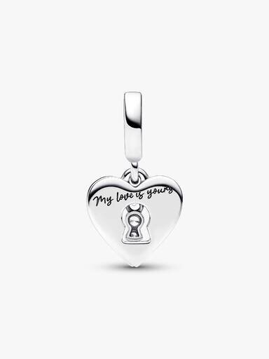 Doppel-Dangle Charm „Rotes Herz & Schlüsselloch“ – Sterlingsilber Doppel-Dangle Charm „Rotes Herz & Schlüsselloch“ – Sterlingsilber