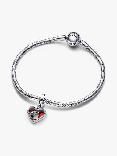 Doppel-Dangle Charm „Rotes Herz & Schlüsselloch“ – Sterlingsilber Doppel-Dangle Charm „Rotes Herz & Schlüsselloch“ – Sterlingsilber