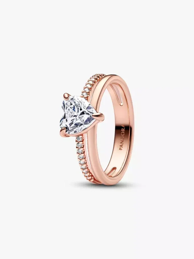 Doppelband-Herzring, 14 Karat Roségold-Beschichtung Doppelband-Herzring, 14 Karat Roségold-Beschichtung