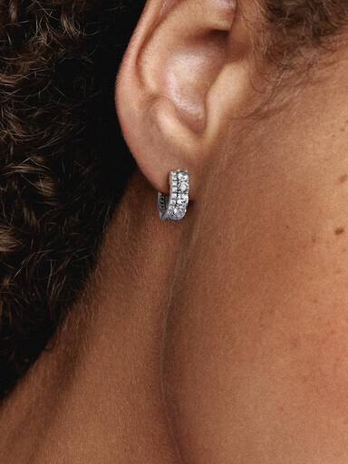 Doppelband-Pavé-Ohrringe – Sterlingsilber Doppelband-Pavé-Ohrringe – Sterlingsilber
