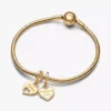 Doppelherz-Dangle Charm, 14 Karat vergoldet Doppelherz-Dangle Charm, 14 Karat vergoldet