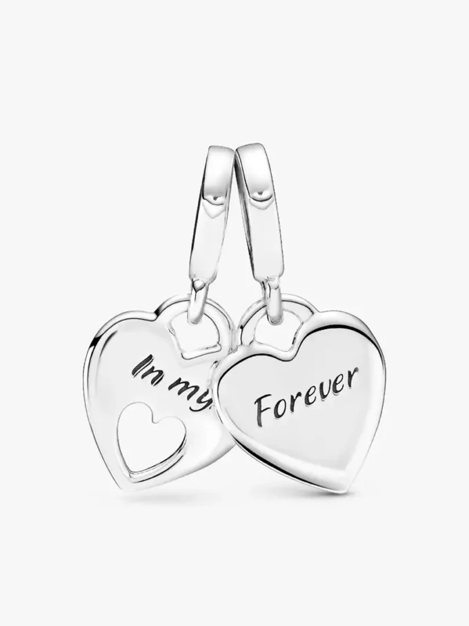 Doppelherz-Dangle Charm aus Sterlingsilber Doppelherz-Dangle Charm aus Sterlingsilber