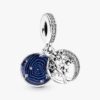 Doppelter Baum- und Galaxie-Mond-Charm – Sterlingsilber