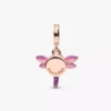 Doppelter Dangle Charm in Form einer rosa Libelle, 14 Karat Roségold-Beschichtung Doppelter Dangle Charm in Form einer rosa Libelle, 14 Karat Roségold-Beschichtung