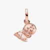 Doppelter Dangle Charm mit rosa Schmetterling und Zitat, 14 Karat Roségold-Beschichtung