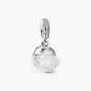 Doppelter Dangle Charm „Weiße Rose in voller Blüte“ aus Sterlingsilber Doppelter Dangle Charm „Weiße Rose in voller Blüte“ aus Sterlingsilber