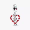 Doppelter Zuckerstangen-Herz-Dangle Charm aus Sterlingsilber Doppelter Zuckerstangen-Herz-Dangle Charm aus Sterlingsilber