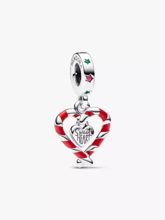 Doppelter Zuckerstangen-Herz-Dangle Charm aus Sterlingsilber