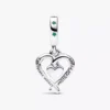 Doppelter Zuckerstangen-Herz-Dangle Charm aus Sterlingsilber Doppelter Zuckerstangen-Herz-Dangle Charm aus Sterlingsilber