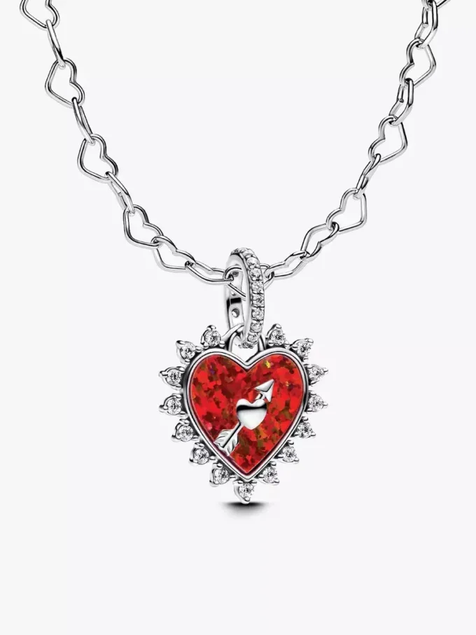Drehbare Herz-Pfeil-Charm-Halskette, 2er-Set Drehbare Herz-Pfeil-Charm-Halskette, 2er-Set