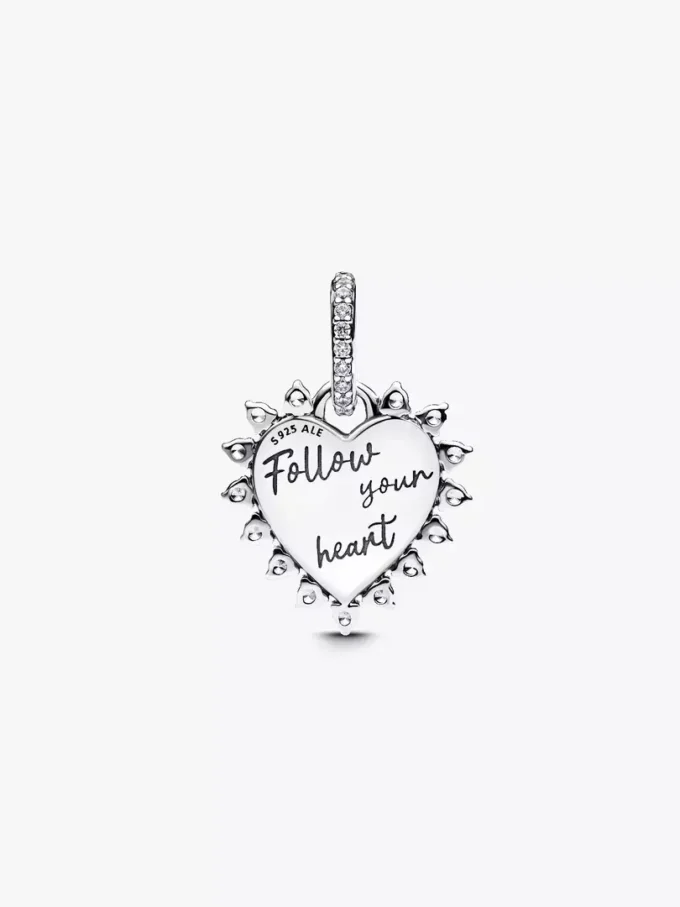 Drehbarer Herz-Dangle Charm aus Sterlingsilber Drehbarer Herz-Dangle Charm aus Sterlingsilber
