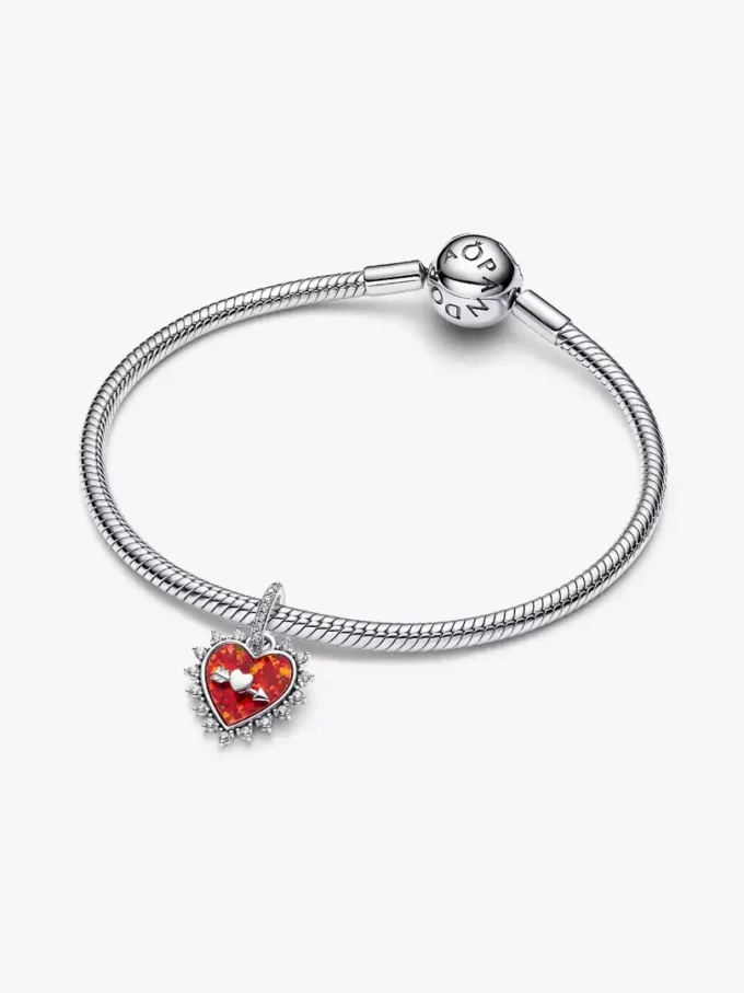 Drehbarer Herz-Dangle Charm aus Sterlingsilber Drehbarer Herz-Dangle Charm aus Sterlingsilber
