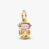Drehbarer Roboter-Dangle Charm – Sterlingsilber, 14-karätige Vergoldung