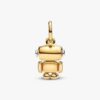 Drehbarer Roboter-Dangle Charm – Sterlingsilber, 14-karätige Vergoldung