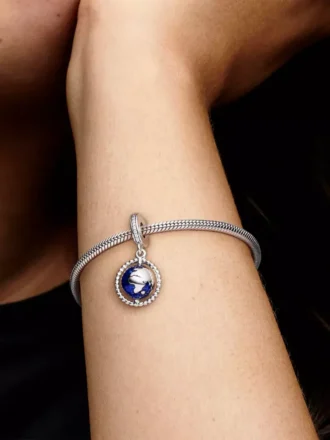 Drehender Globus-Dangle Charm aus Sterlingsilber Drehender Globus-Dangle Charm aus Sterlingsilber