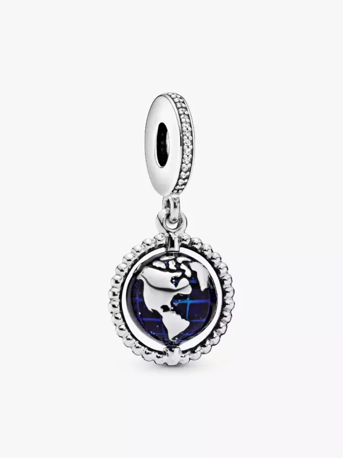 Drehender Globus-Dangle Charm aus Sterlingsilber Drehender Globus-Dangle Charm aus Sterlingsilber
