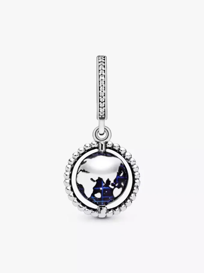 Drehender Globus-Dangle Charm aus Sterlingsilber Drehender Globus-Dangle Charm aus Sterlingsilber