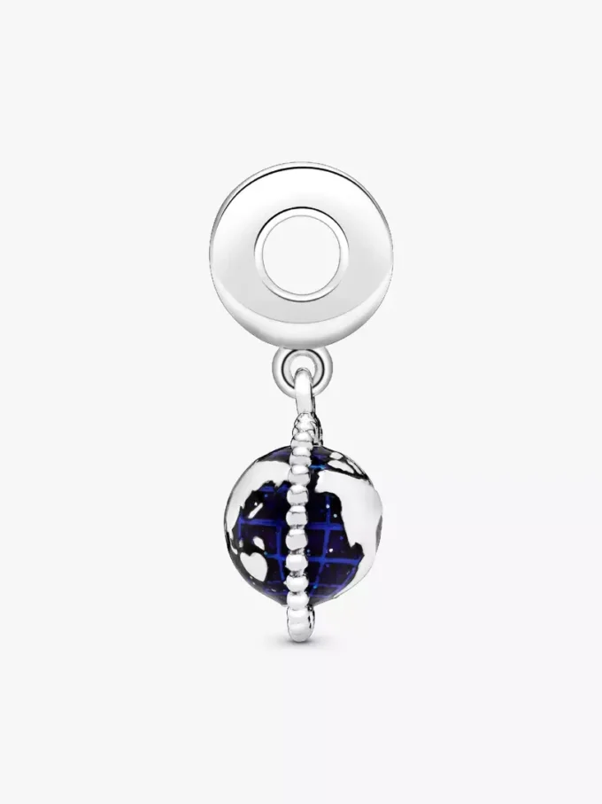 Drehender Globus-Dangle Charm aus Sterlingsilber Drehender Globus-Dangle Charm aus Sterlingsilber