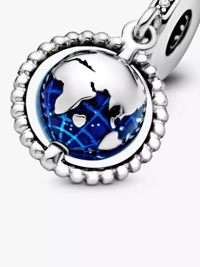 Drehender Globus-Dangle Charm aus Sterlingsilber Drehender Globus-Dangle Charm aus Sterlingsilber