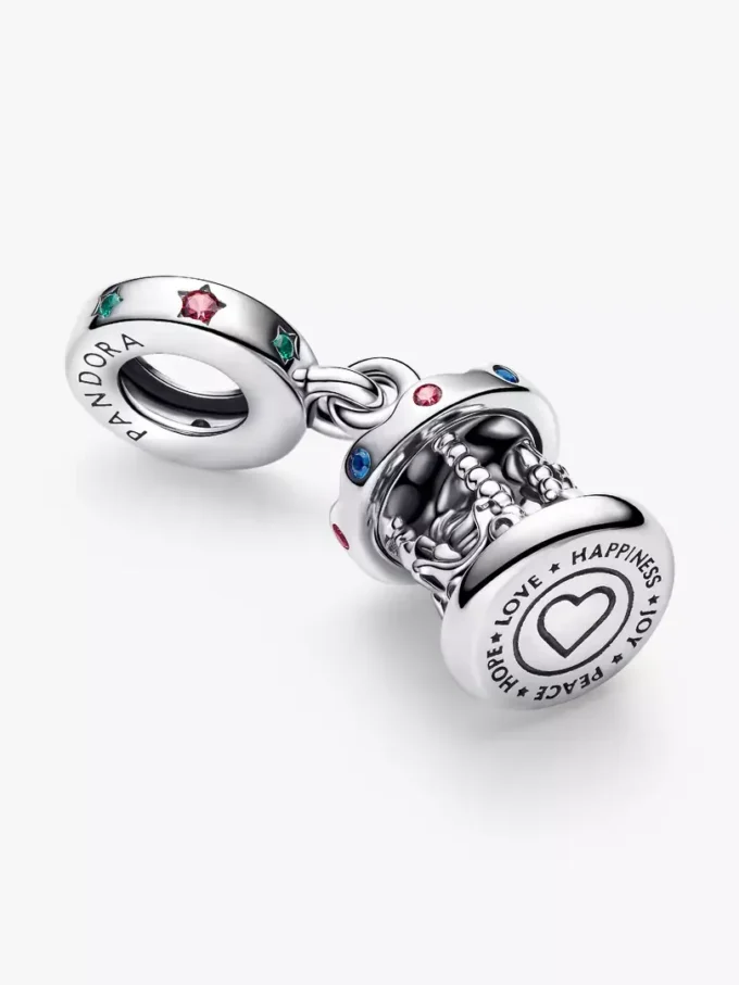Drehendes Karussell-Dangle Charm aus Sterlingsilber Drehendes Karussell-Dangle Charm aus Sterlingsilber