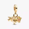 Dreifach-Dangle Charm mit Flugzeug, Globus und Koffer, 14-karätige Vergoldung Dreifach-Dangle Charm mit Flugzeug, Globus und Koffer, 14-karätige Vergoldung