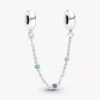 Dreifache Safety Chain mit blauen Steinen aus Sterlingsilber