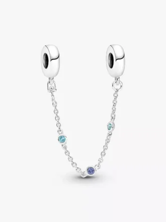 Dreifache Safety Chain mit blauen Steinen aus Sterlingsilber Dreifache Safety Chain mit blauen Steinen aus Sterlingsilber
